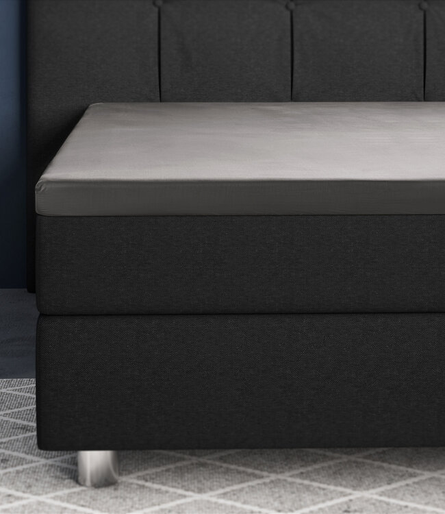 Topper satijnen hoeslaken grijs 140 x 200