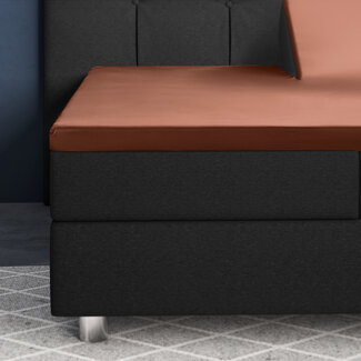 Primaviera Deluxe Splittopper satijnen hoeslaken bruin 180 x 220