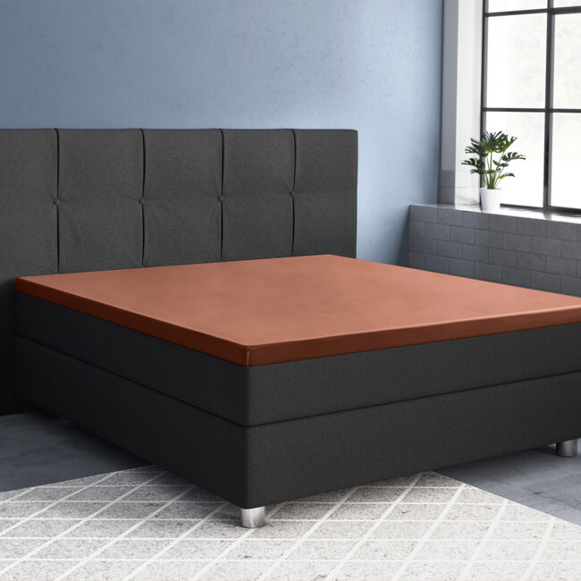Satijnen topper hoeslaken bruin 180 x 200