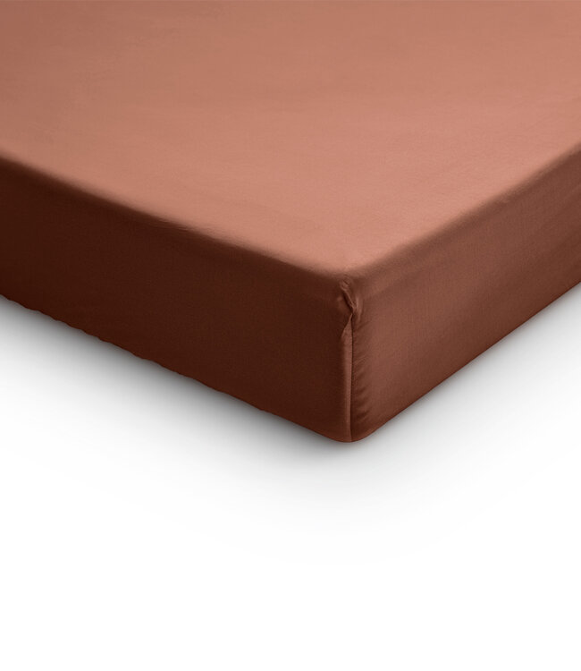 Splittopper satijnen hoeslaken bruin 180 x 220