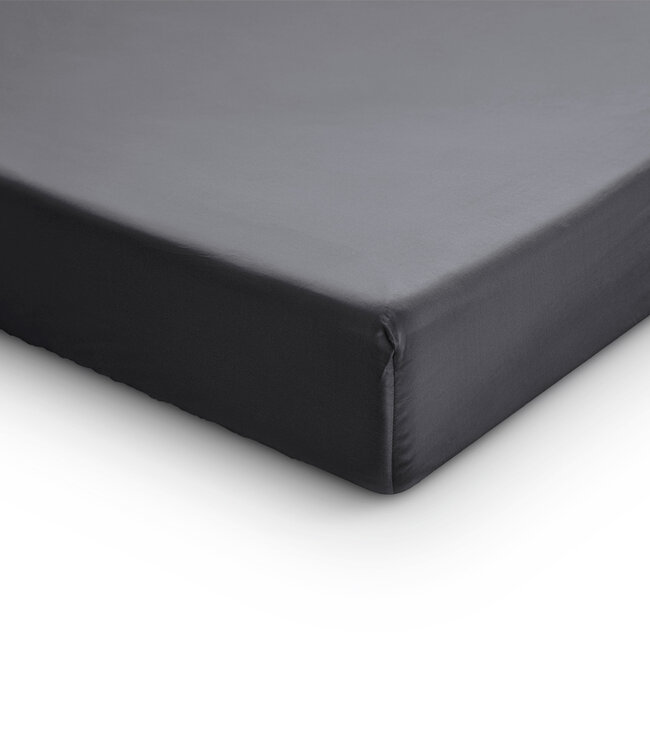 Splittopper satijnen hoeslaken antraciet 180 x 220