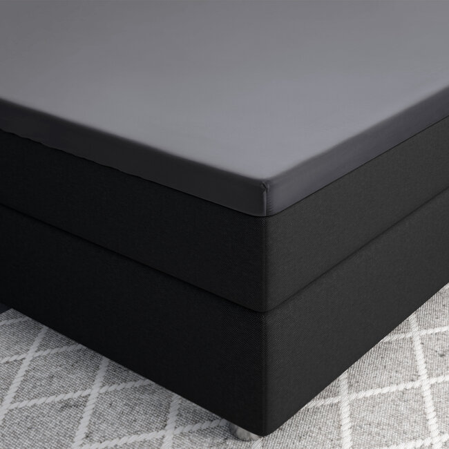 Satijnen topper hoeslaken antraciet 140 x 200