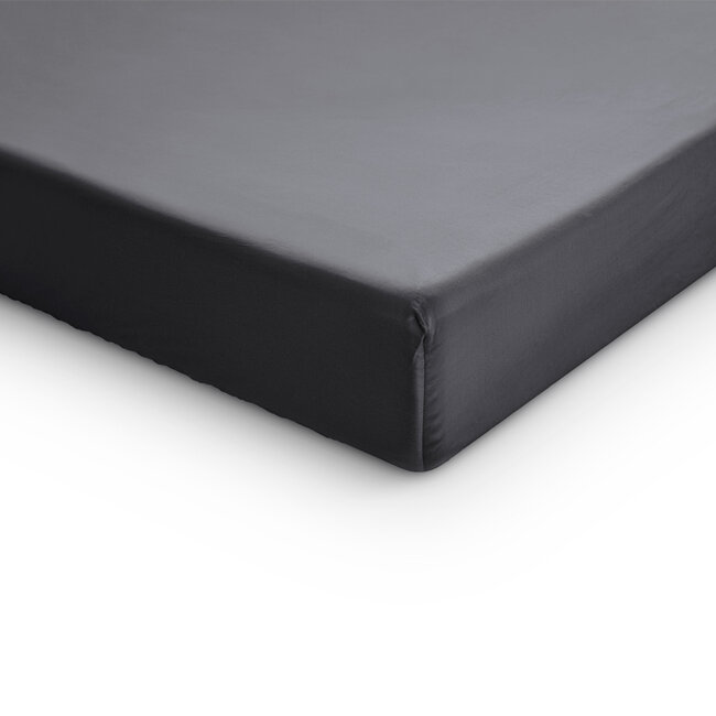 Satijnen topper hoeslaken antraciet 140 x 200