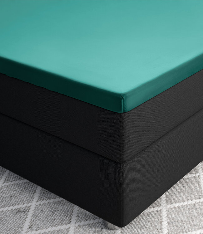 Topper satijnen hoeslaken donkergroen 160 x 200