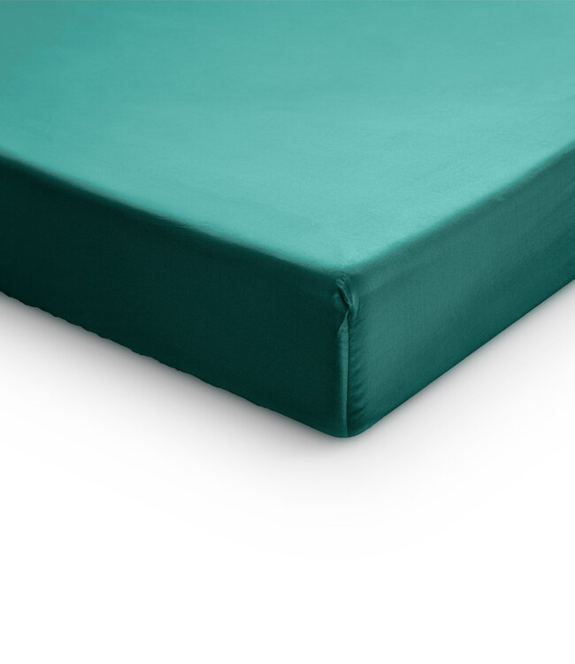 Topper satijnen hoeslaken donkergroen 180 x 200