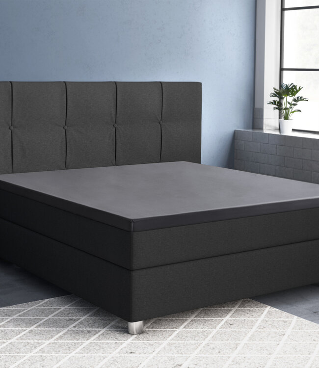 Topper satijnen hoeslaken antraciet 160 x 220