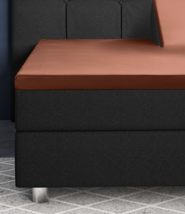 Splittopper satijnen hoeslaken bruin 180 x 200