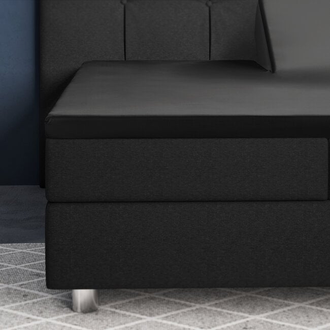 Primaviera Deluxe Split Topper Satin Fitted Sheet Black 180 × 200
