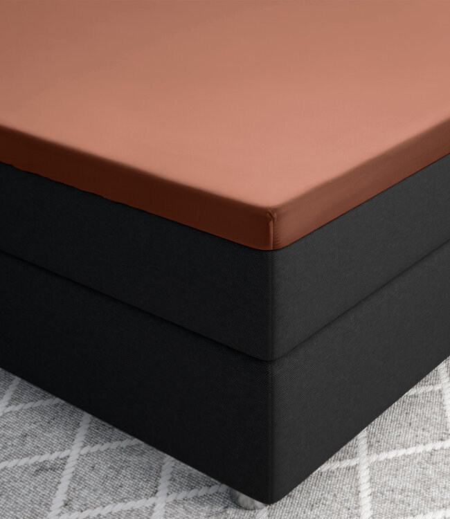 Satijnen topperhoeslaken bruin 180 x 220