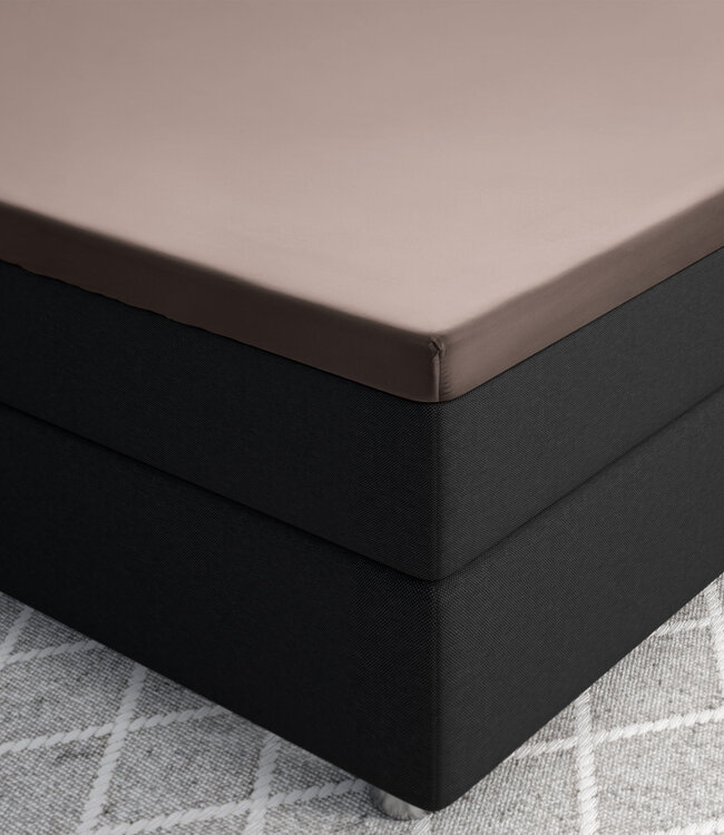 Satijnen hoeslaken voor topper taupe 180 x 200