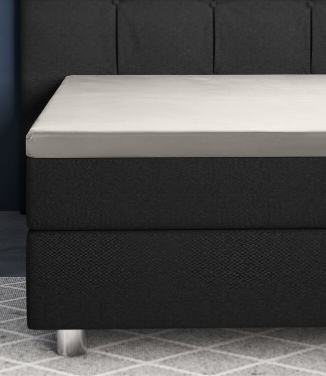 Topper satijnen hoeslaken crème 180 x 220