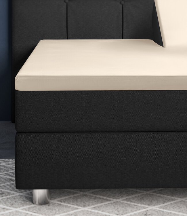 Splittopper satijnen hoeslaken zand 180 x 200