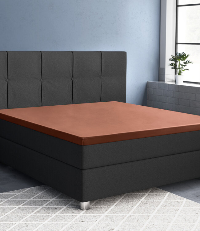 Satijnen topper hoeslaken bruin 160 x 200