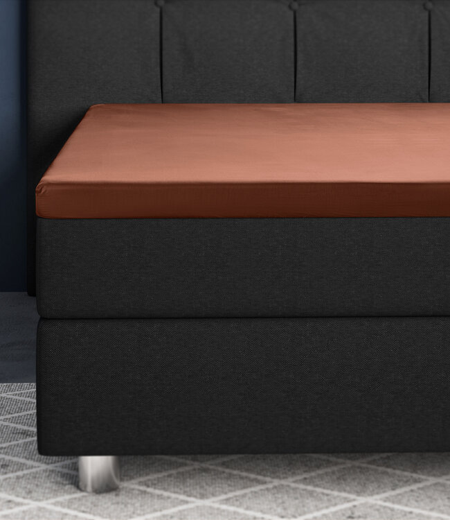 Satijnen topper hoeslaken bruin 160 x 200