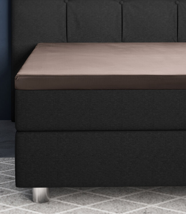 Topper Satijn Hoeslaken Taupe 180 x 220