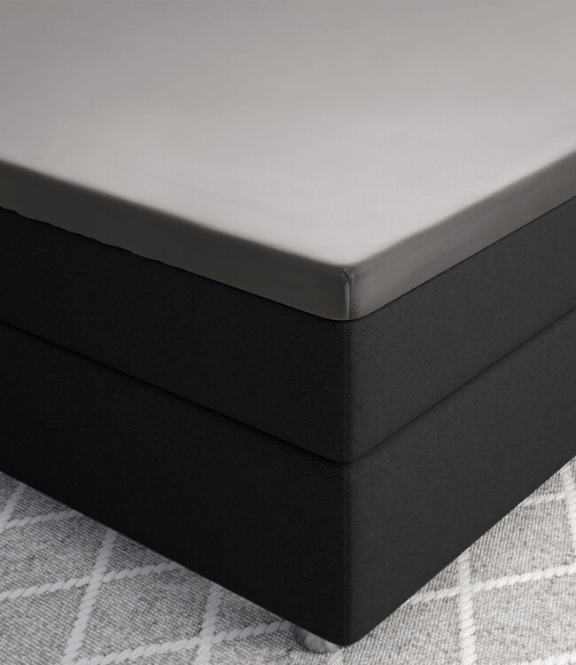 Splittopper satijnen hoeslaken grijs 160 x 200