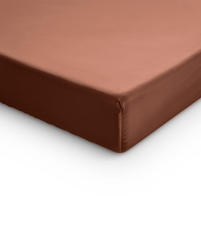 Satijnen topper hoeslaken bruin 160 x 200