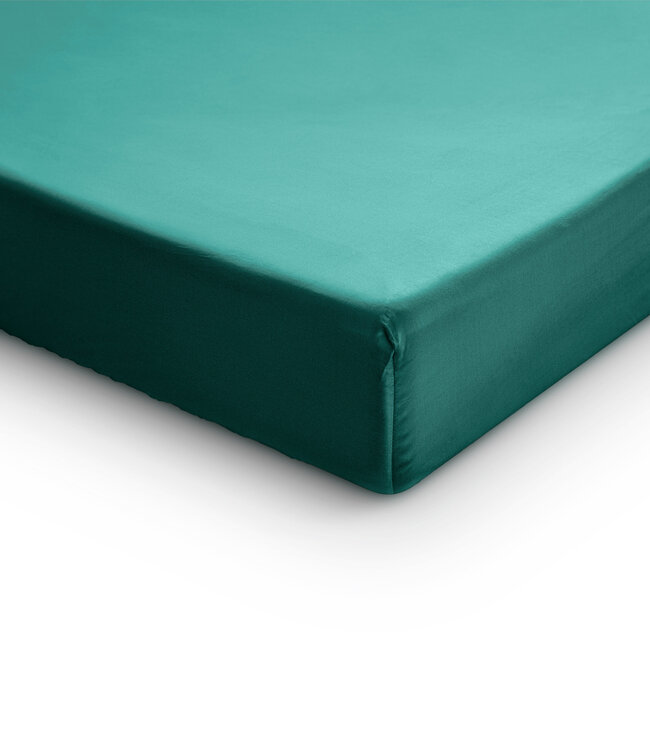 Splittopper satijnen hoeslaken donkergroen 160 x 200 cm