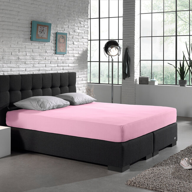 Dubbel jersey 220 gr. hoeslaken roze 140 x 200/220