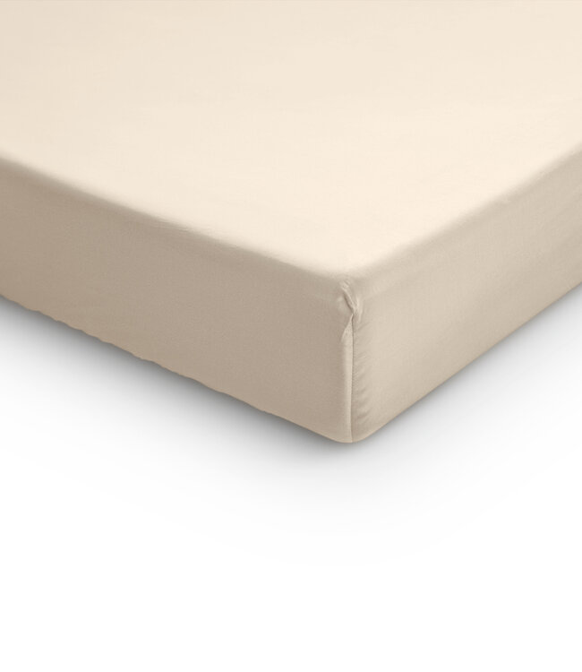 Topper satijnen hoeslaken zand 90 x 220