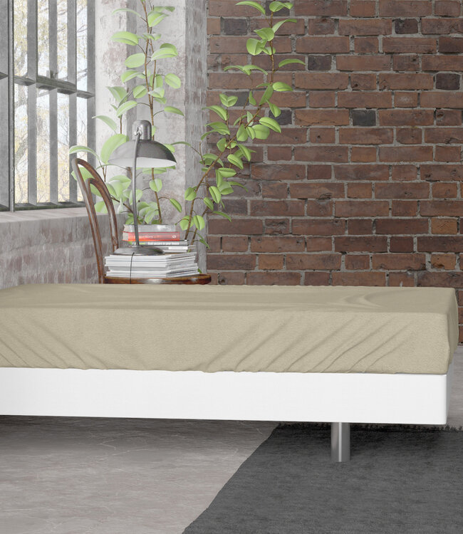 Premium flanellen hoeslaken taupe 180 x 200/210