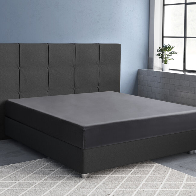 Satijnen Hoeslaken Antraciet 80 x 200