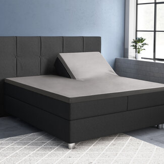 Primaviera Deluxe Spannbettlaken aus Satin mit geteiltem Topper, grau, 180 × 200 cm