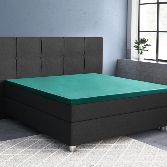 Primaviera Deluxe Topper satin fitted sheet dark green 160 × 220