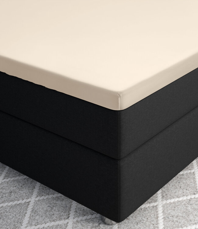 Splittopper satijnen hoeslaken zand 160 x 200