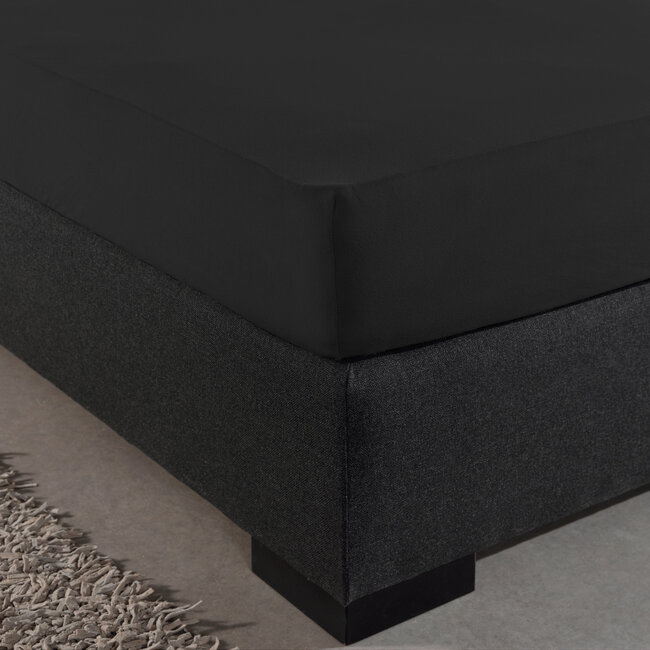 Enkel jersey hoeslaken 135 g zwart 80/100 x 200