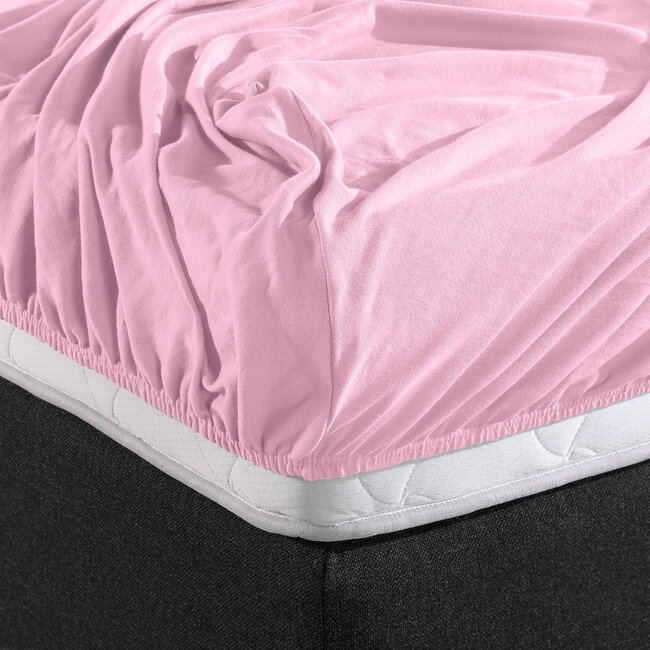 Dubbel jersey 220 gr. hoeslaken roze 140 x 200/220