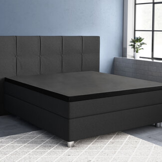 Primaviera Deluxe Topper Satin Fitted Sheet Black 180 × 220