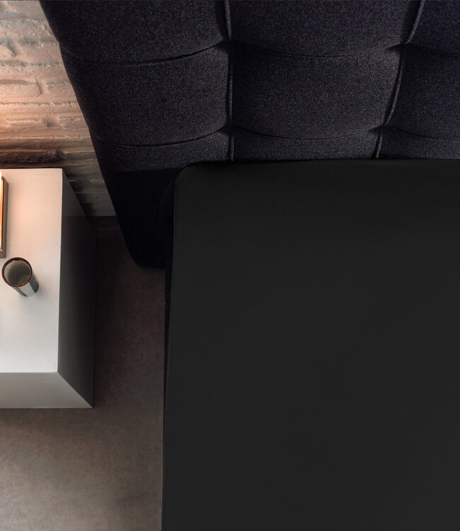 Splittopper katoenen hoeslaken zwart 160 x 210