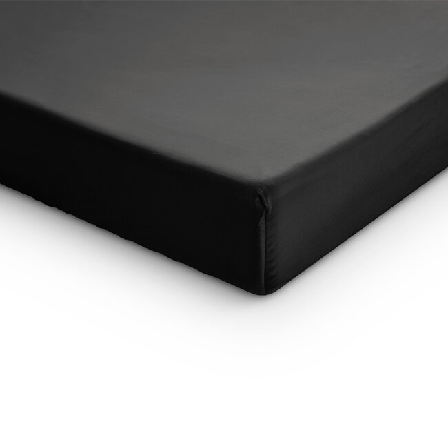 Satijnen topperhoeslaken zwart 160 x 220