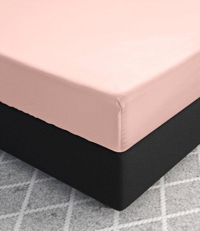 Satijnen hoeslaken roze 160 x 200 cm