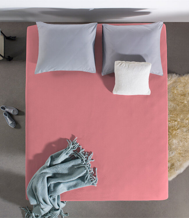 Enkel jersey 135 gr. hoeslaken roze 190/200 x 200/220