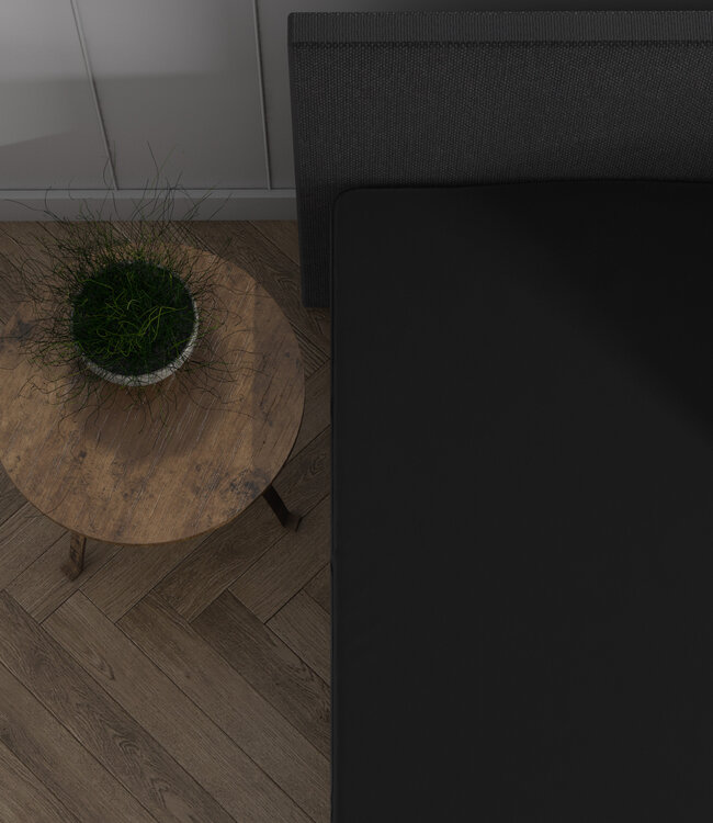 Dubbel Jersey 220 gr. Splittopper Hoeslaken Zwart 180 x 200/220