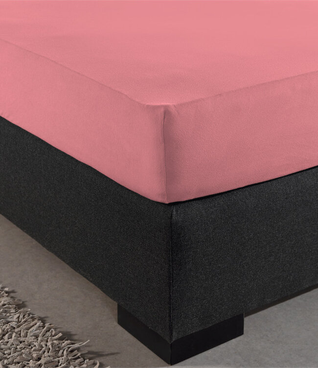 Eenpersoons jersey 135 gr. hoeslaken roze 140 x 200