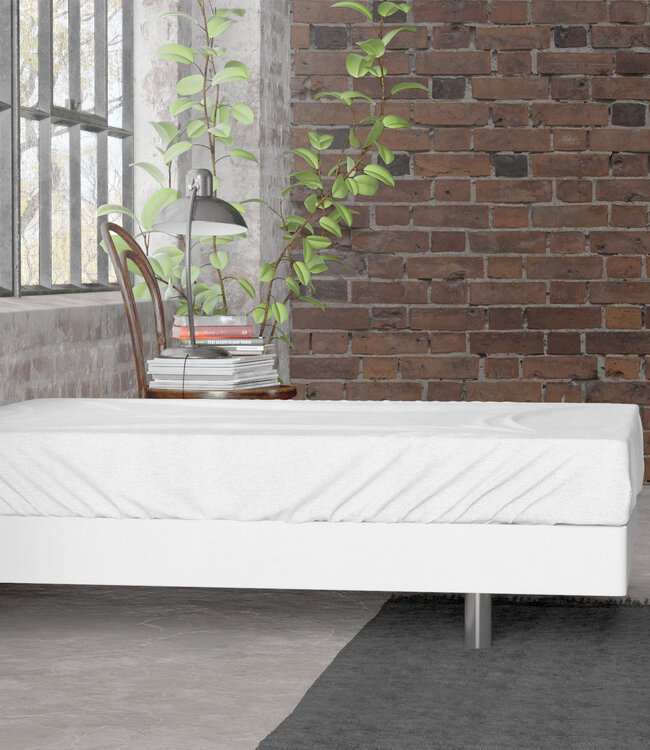 Premium flanellen hoeslaken wit 180 x 200/210 cm