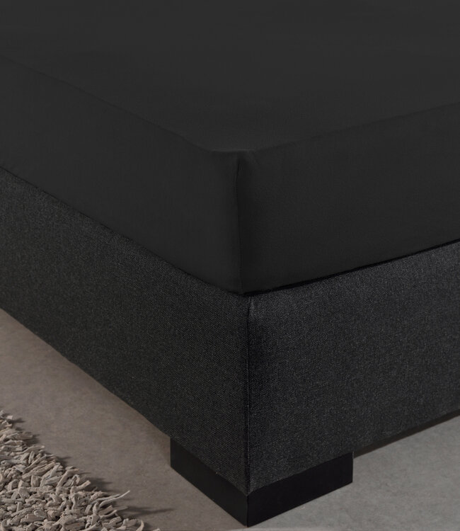 Enkel Jersey 135 gr. Hoeslaken Zwart 190/200 x 200/220
