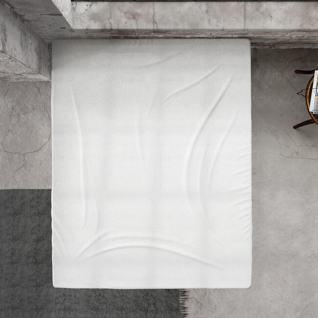 Premium flanellen hoeslaken wit 180 x 200/210 cm