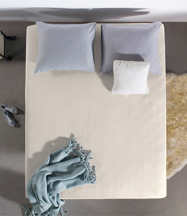 Dubbel jersey 220 gr. hoeslaken crème 190/200 x 220/230