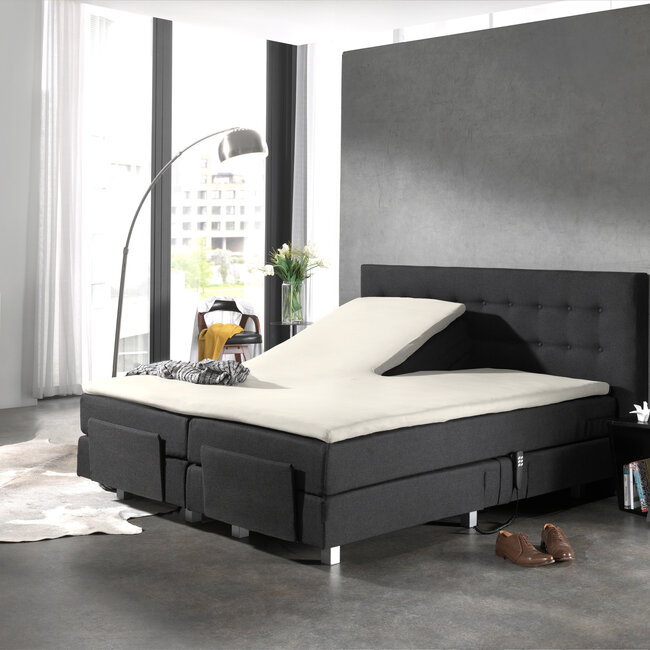 Splittopper katoenen hoeslaken crème 140 x 200 cm