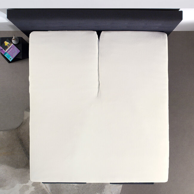Splittopper katoenen hoeslaken crème 140 x 200 cm