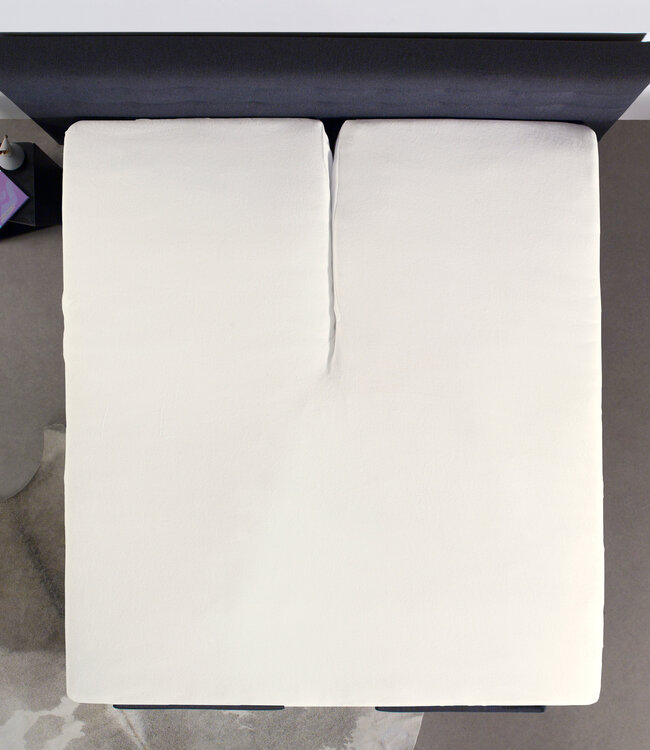 Splittopper katoenen hoeslaken crème 140 x 200 cm