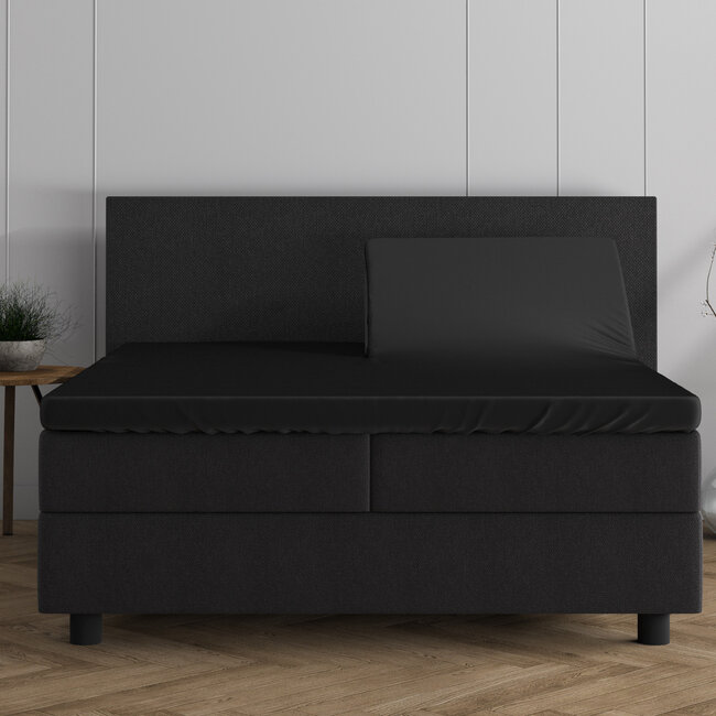 Dubbel Jersey 220 gr. Splittopper Hoeslaken Zwart 180 x 200/220