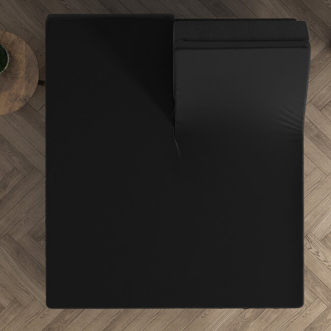 Dubbel Jersey 220 gr. Splittopper Hoeslaken Zwart 180 x 200/220
