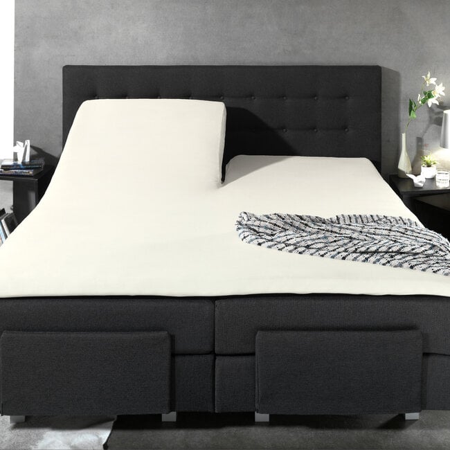 Dreamhouse Spannbettlaken aus Baumwolle mit geteiltem Topper, cremefarben, 140 × 200 cm - Split-Topper-Spannbettlaken