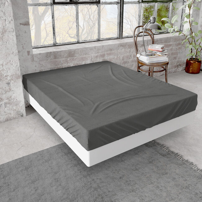 Premium flanellen hoeslaken antraciet 200 x 200/220