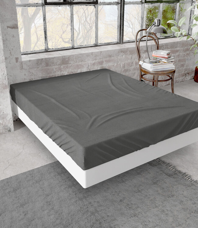 Premium flanellen hoeslaken antraciet 200 x 200/220